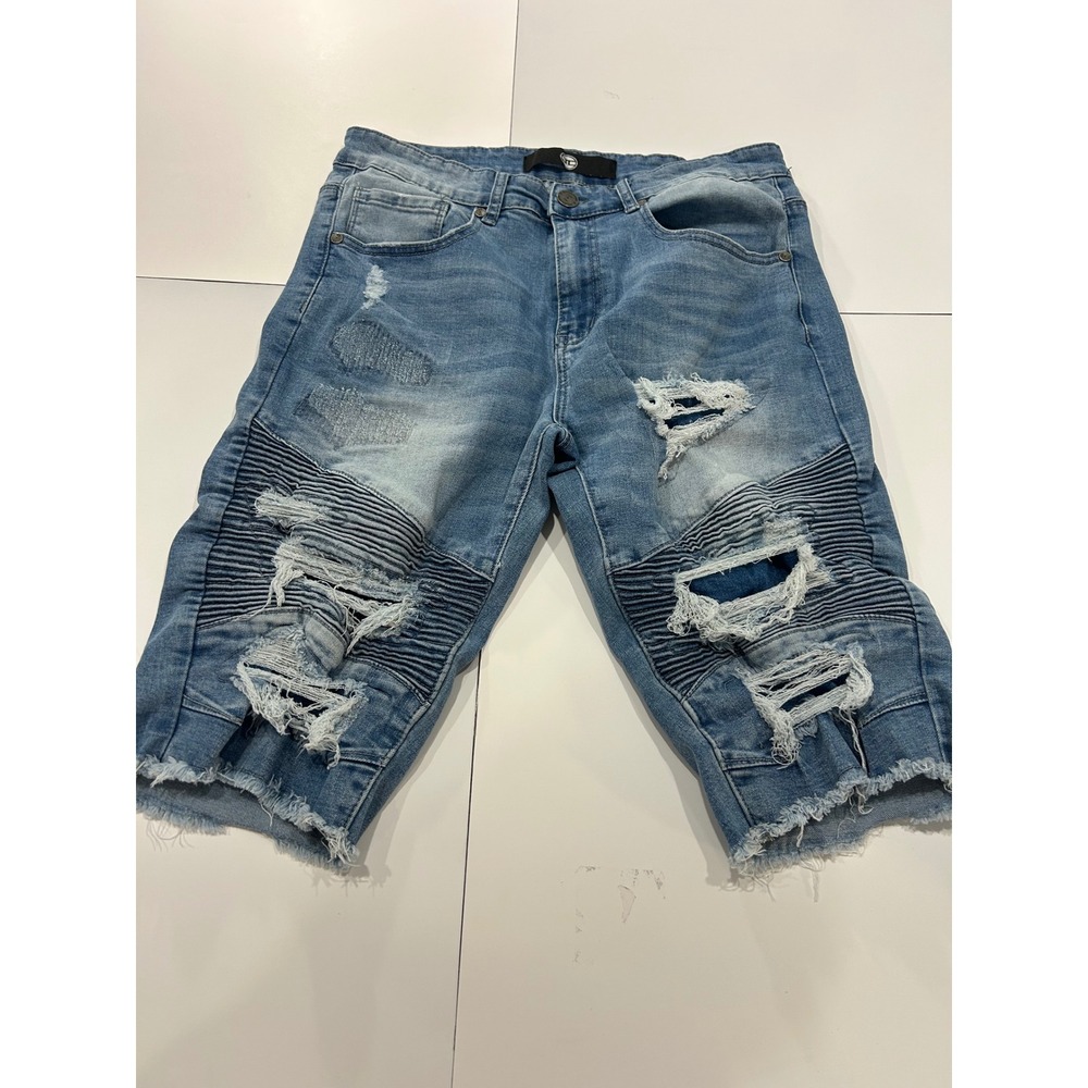 Jordan Craig Stretch Distressed Denim Shorts‎ Ripped Moto Light Wash W/30
(411)